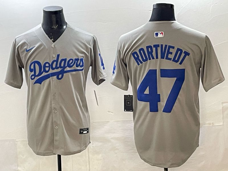 Men 2026 Nike Los Angeles Dodgers #47 Rortvedt Grey Game MLB Jersey 013->los angeles dodgers->MLB Jersey